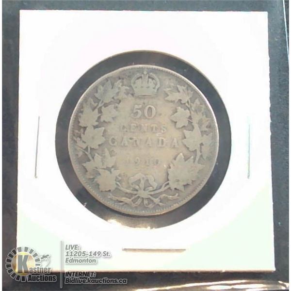 1910 EDWARDIAN CANADA SILVER 50 CENT
