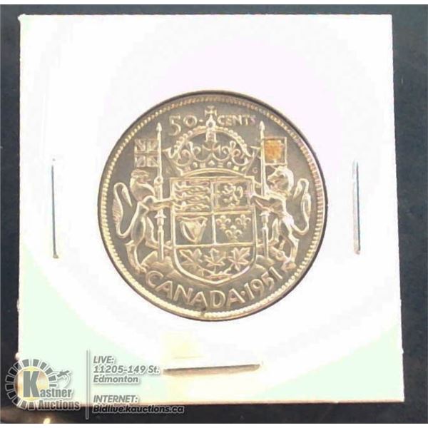 HIGHER GRADE 1951 CANADA SILVER 50 CENT