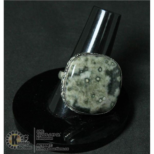 #255-NATURAL OCEAN JASPER RING SIZE 8