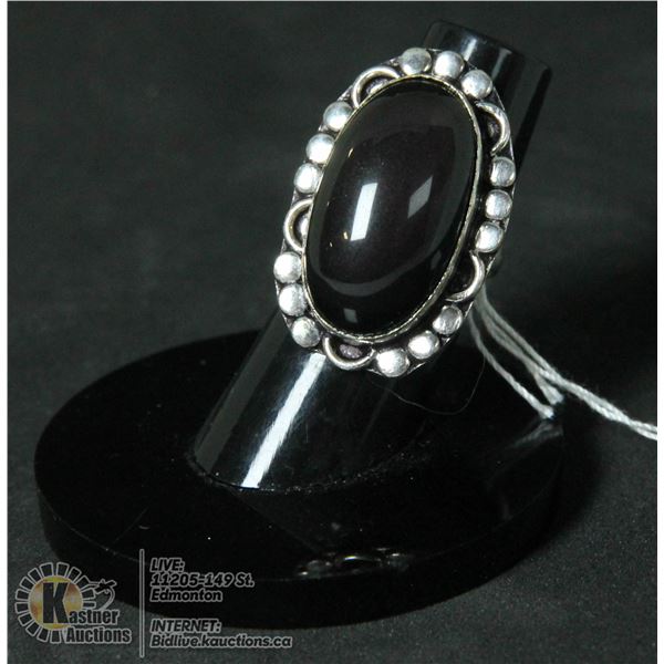 #267-NATURAL BLACK OBSIDIAN RING SIZE 5.5
