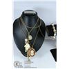Image 1 : CAMEO NECKLACE W/ VINTAGE GOLD TONE JEWELRY