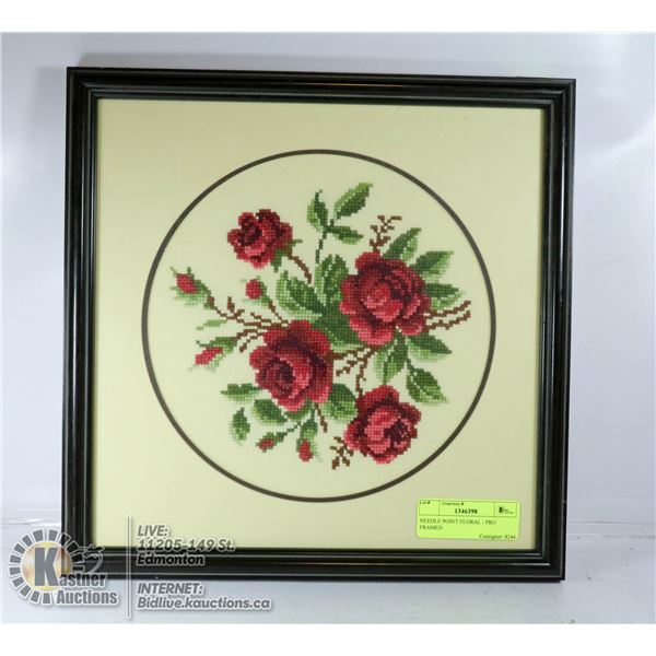 NEEDLE POINT FLORAL - PRO FRAMED