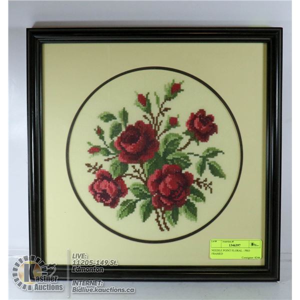 NEEDLE POINT FLORAL - PRO FRAMED