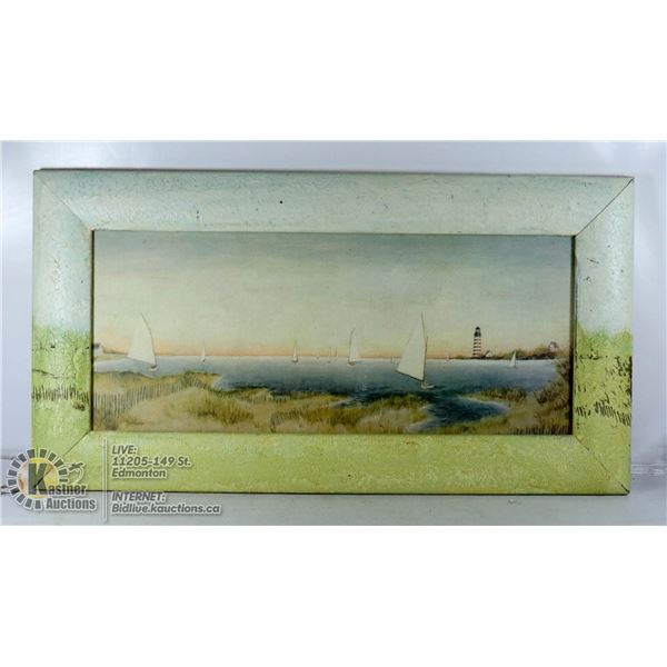 ANTIQUE NAUTICAL LITHOGRAPH FRAMED AND SIGNED