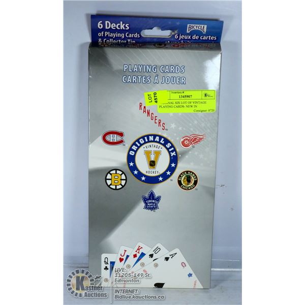 ORIGINAL SIX LOT OF VINTAGE PLAYING CARDS- NEW IN