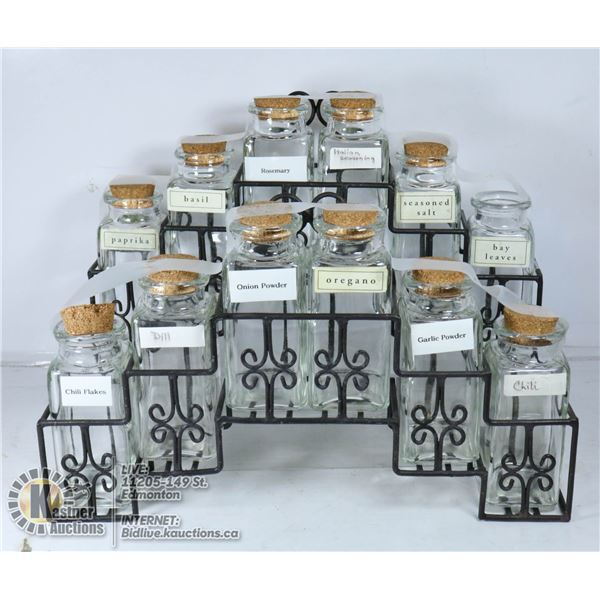2 SETS OF WROUGHT IRON SPICE JARS