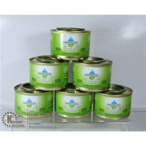 6 CANS OF ENVIROGEL 4 HOUR HEATING GEL FOR CAMPING