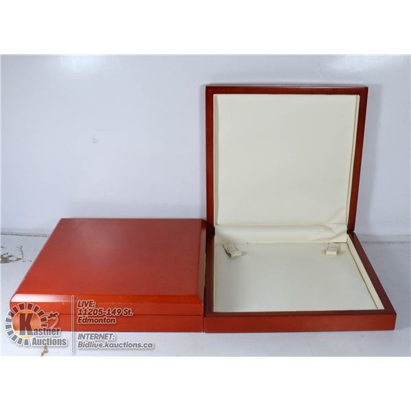 PAIR OF TEAK WOOD JEWELRY CASES