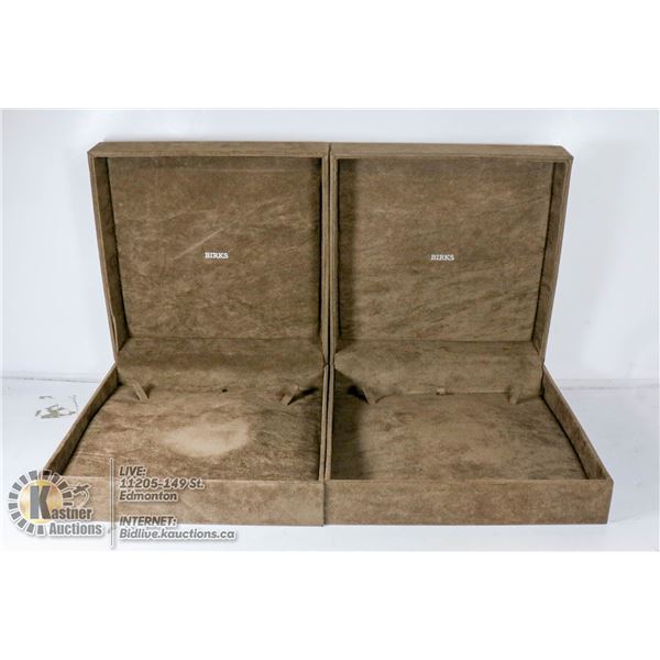 PAIR OF LARGE BIRKS SUEDE JEWELRY CASES