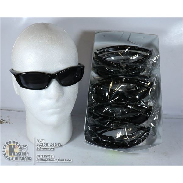 BOX OF NARROW FRAME DESIGNER STYLE SUNGLASSES.