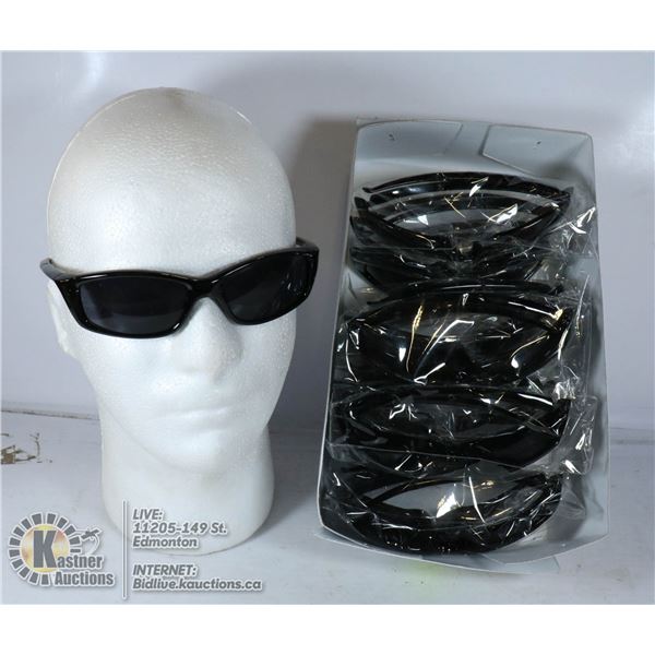 BOX OF NARROW FRAME DESIGNER STYLE SUNGLASSES.