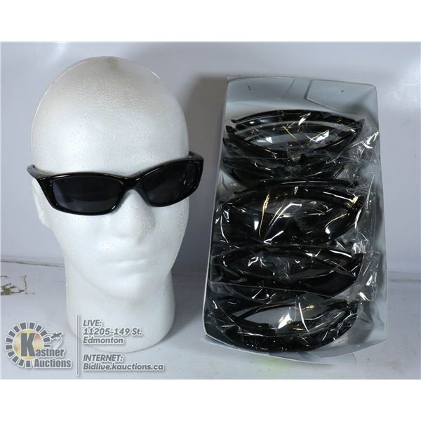 BOX OF NARROW FRAME DESIGNER STYLE SUNGLASSES.