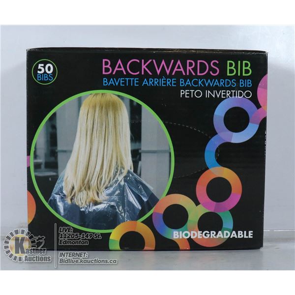 BACKWARDS BIB BIODEGRADABLE.