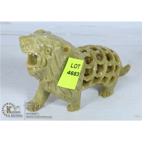 HAND CARVED STONE TIGER CARVING.