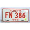 Image 1 : 1956 ALBERTA LOW NUMBER LICENSE PLATE.