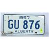 Image 1 : 1957 ALBERTA LOW NUMBER LICENSE PLATE.