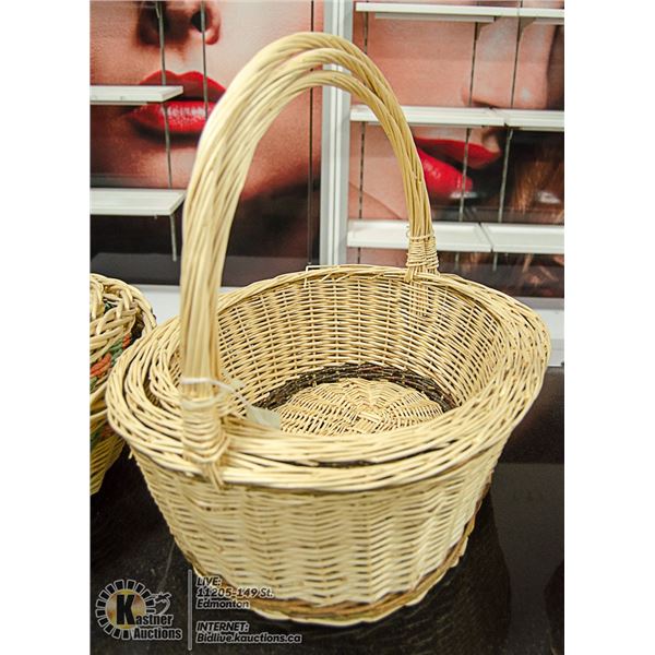 3PK WICKER BASKETS -LARGE WITH HANDLES