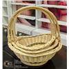 Image 1 : 3PK WICKER BASKETS -MEDIUM WITH HANDLES