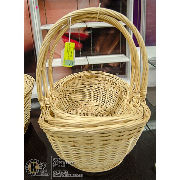 3PK WICKER BASKETS -MEDIUM WITH HANDLES