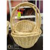 Image 1 : 3PK WICKER BASKETS -MEDIUM WITH HANDLES