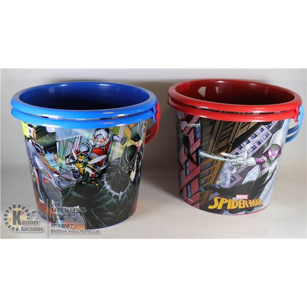 LOT OF 4 MEDIUM SIZE MARVEL SUPER HERO BUCKETS -