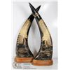 Image 1 : CARVED EAGLE BULL HORN BOOKENDS