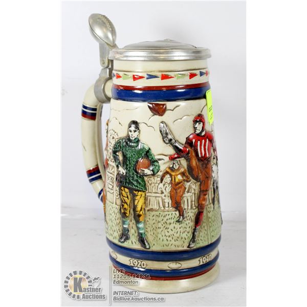 DECORATIVE COLLECTIBLE "FOOTBALL" BEER STEIN
