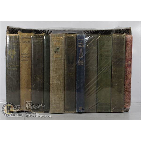 ANTIQUE LOT OF ERNEST THOMPSON SET OF 11 BOOKS