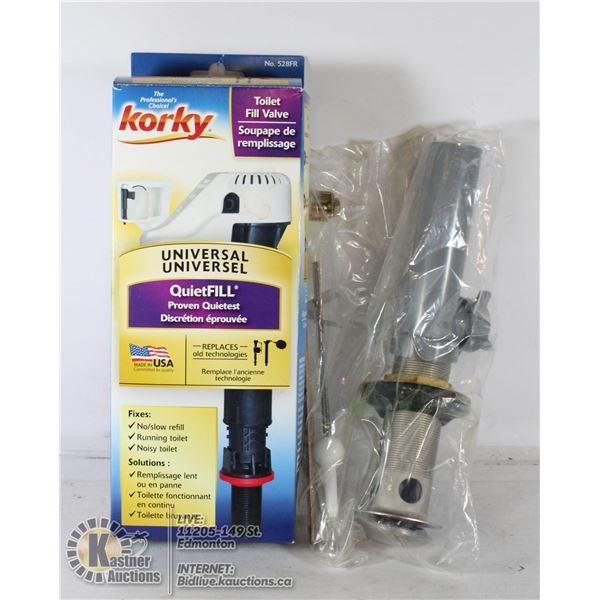 "KORKY" TOILET FILL VALVE, SINK TAIL PIPE KIT