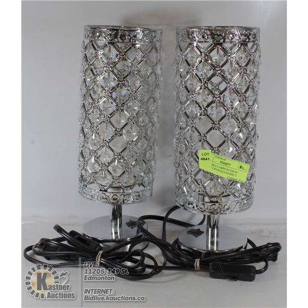 SIDE TABLE LAMPS SILVER W/ DANGLY CRYSTALS SPARKLY