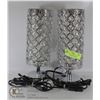 Image 1 : SIDE TABLE LAMPS SILVER W/ DANGLY CRYSTALS SPARKLY