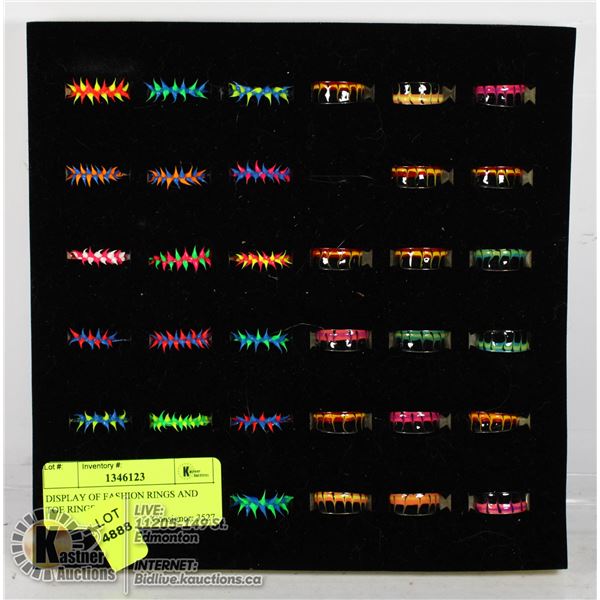 DISPLAY OF FASHION RINGS AND TOE RINGS