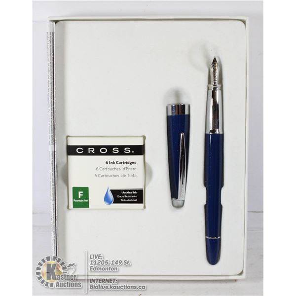 CROSS FOUNTAIN PEN WITH 6 CARTRIDGES