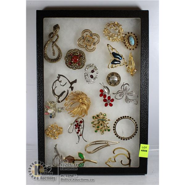 LOT OF BROOCHES - GOLD AND SILVER TONE