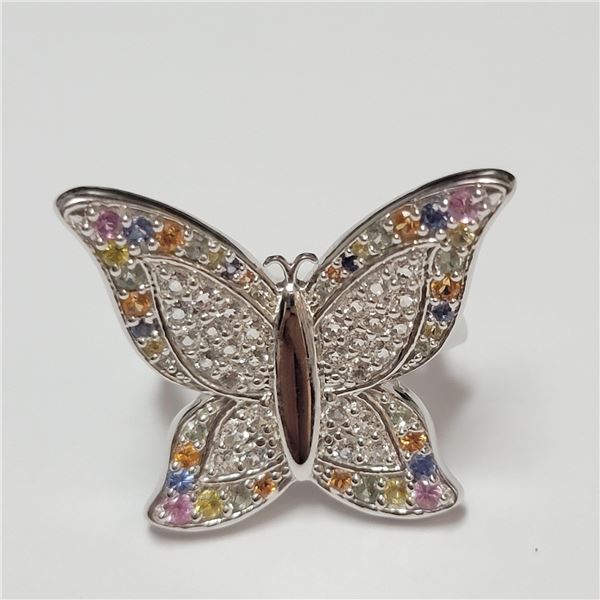 BZ390-104 SILVER FANCY COLOR SAPPHIRE RING