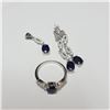 Image 1 : BZ390-105 SILVER SAPPHIRE RING EARRING AND PENDANT