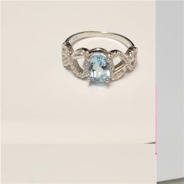 BZ390-107 SILVER BLUE TOPAZ RING