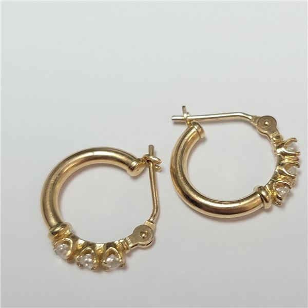 BZ390-112 10K  CZ HOOP EARRINGS