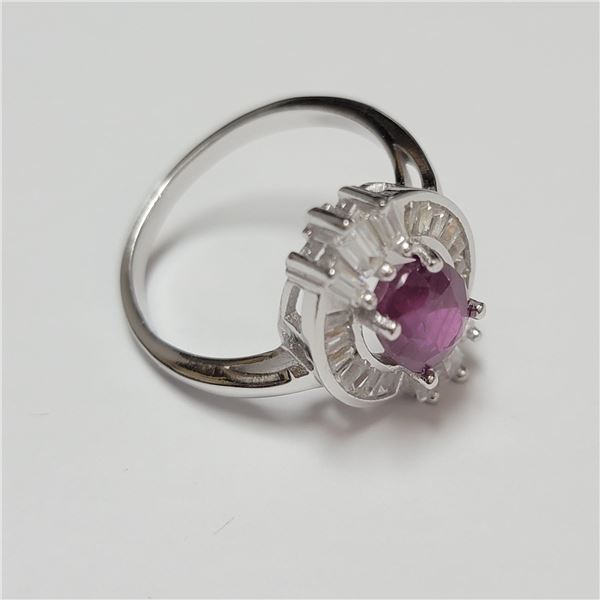 BZ390-115 SILVER RUBY RING