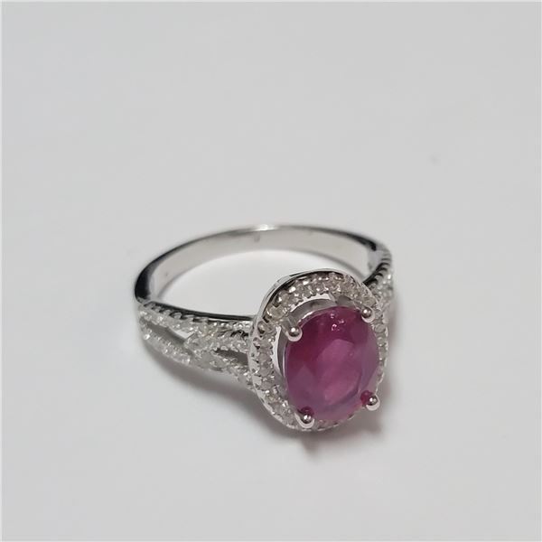 BZ390-124 SILVER RUBY RING