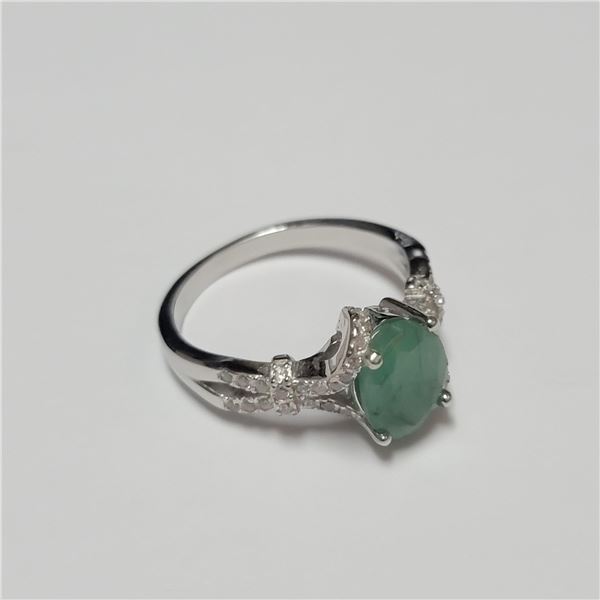 BZ390-125 SILVER EMERALD RING
