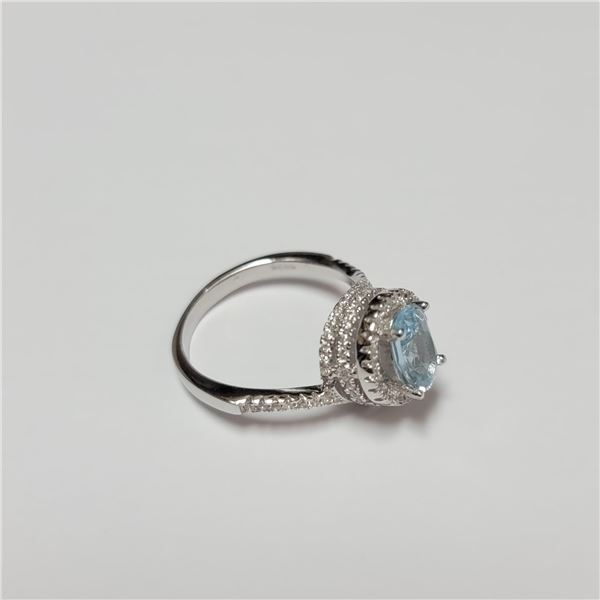 BZ390-127 SILVER BLUE TOPAZ 1.6 RING