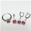 Image 1 : BZ390-135 SILVER RUBY RING EARRING AND PENDANT  SE