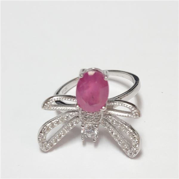 BZ390-140 SILVER RUBY RING