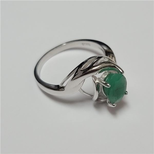 BZ390-145 SILVER EMERALD RING