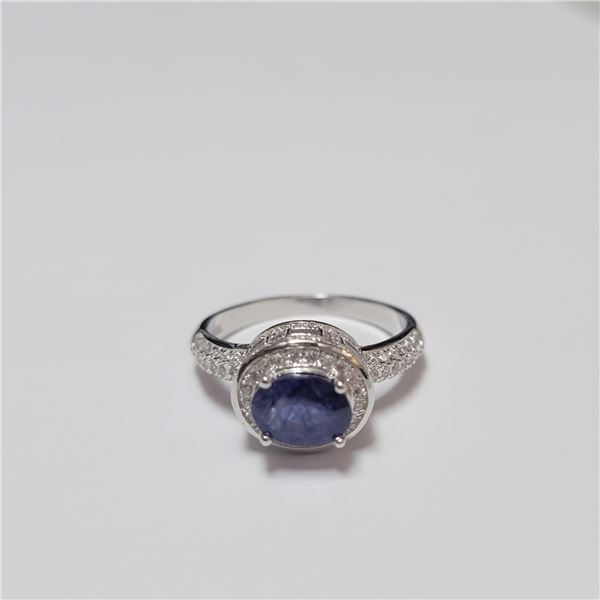 BZ390-149 SILVER SAPPHIRE RING