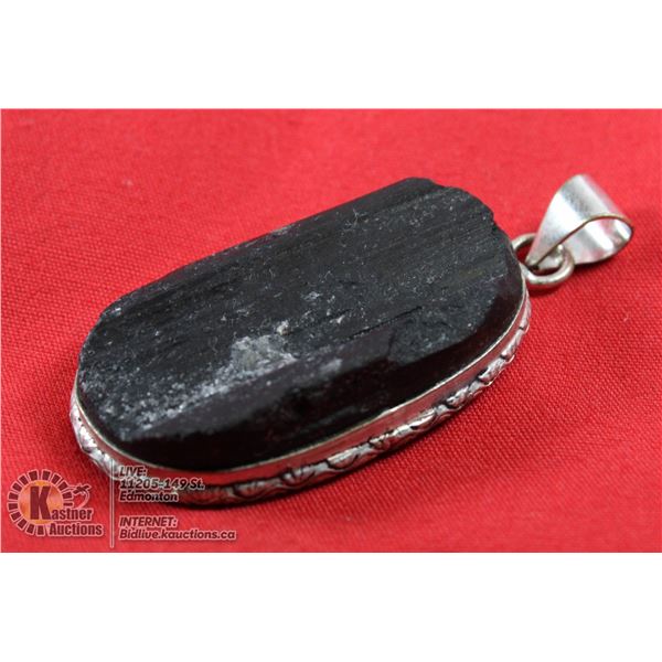#164- NATURAL BLACK TOURMALINE PENDANT (RAW)