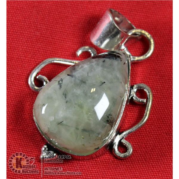 #177- NATURAL PREHNITE PENDANT