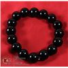 Image 1 : #212- NATURAL BLACK OBSIDANT BEAD BRACELETE 12 MM