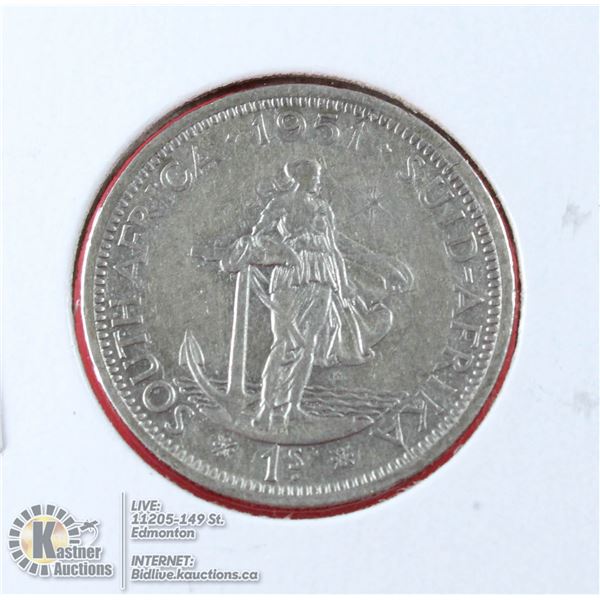 SOUTH AFRICA 1951 SILVER SHILLING